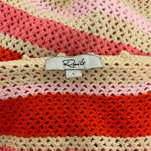 Rails  Semi-Open Weave June Tan Multi-Stripe Dress L  Red Pink Blue Yellow Strip - Picture 12 of 12